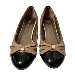 Roman Women’s Low Heel Bow Taupe Quilted Style Shoes Size 5